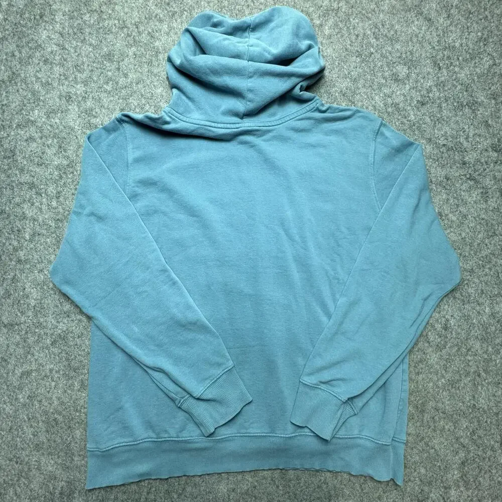 The North Face Hoodie Mens Large Blue Graphic Logo Pullover Fleece Sweatshirt